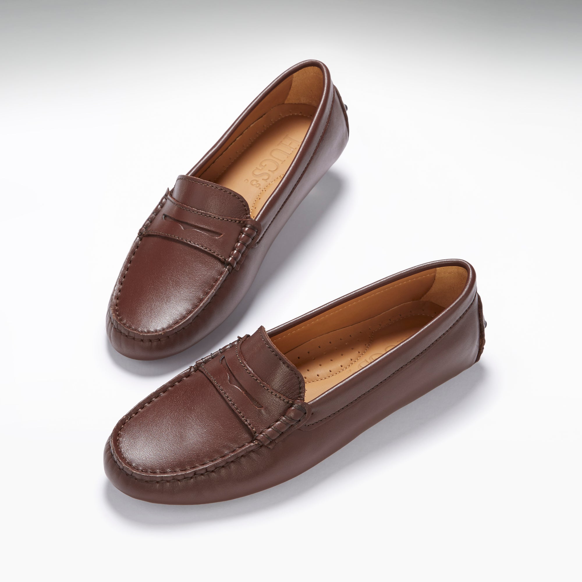 Women's Penny Driving Loafers, brown leather