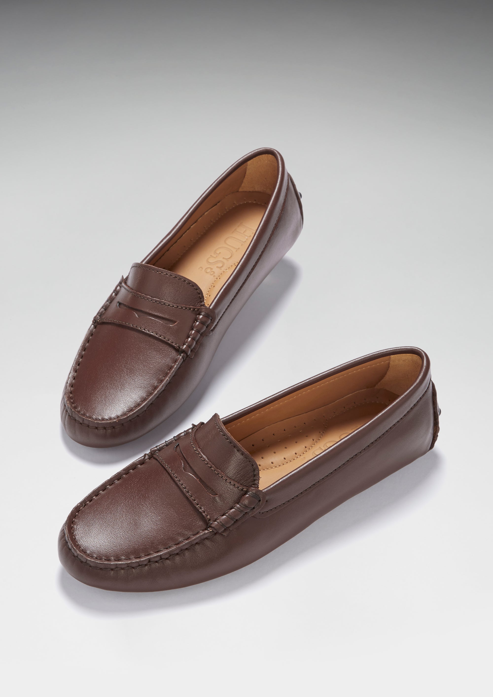 Women's Penny Driving Loafers, brown leather