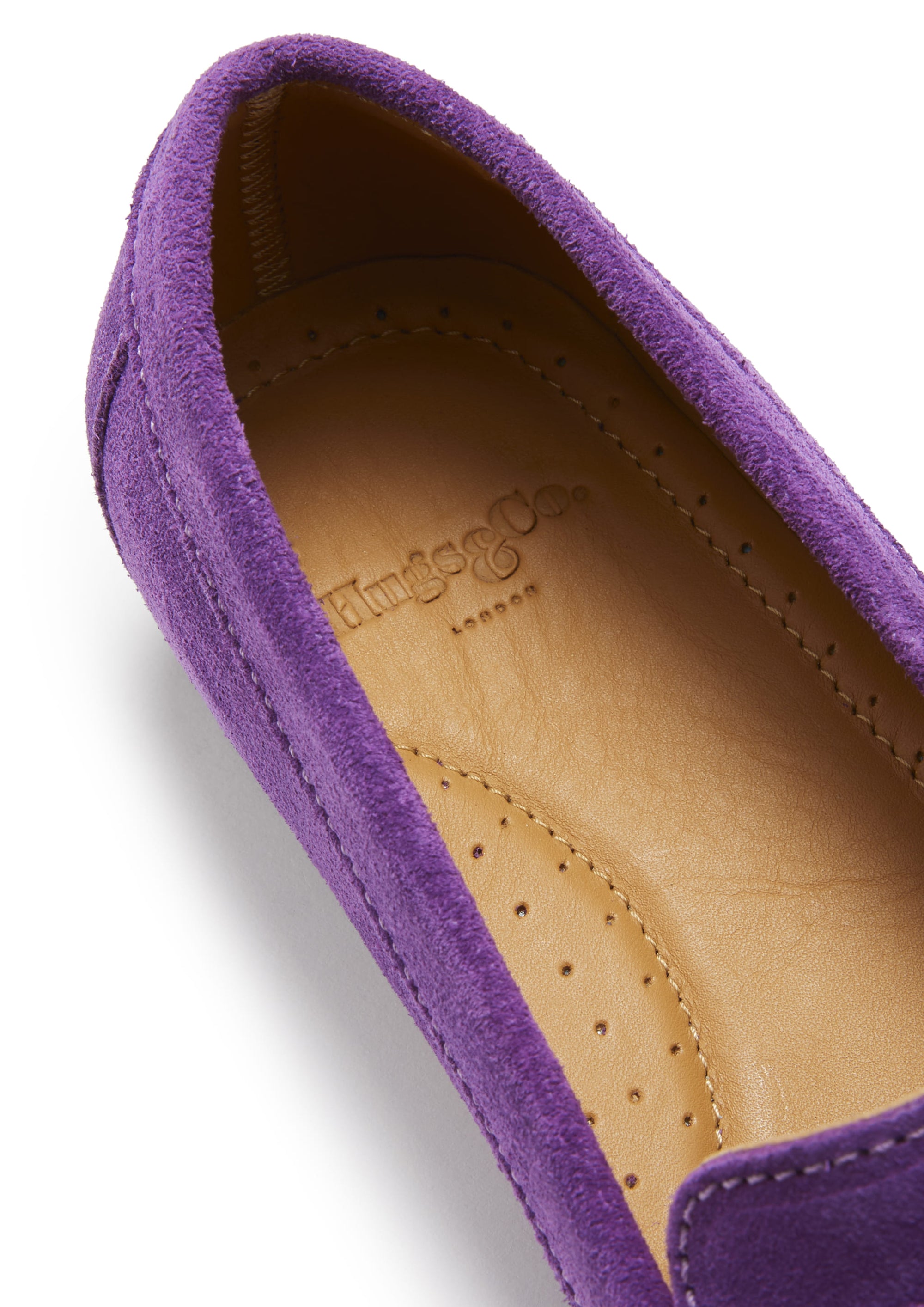 Penny Loafers pour femmes, semelle en cuir, daim violet