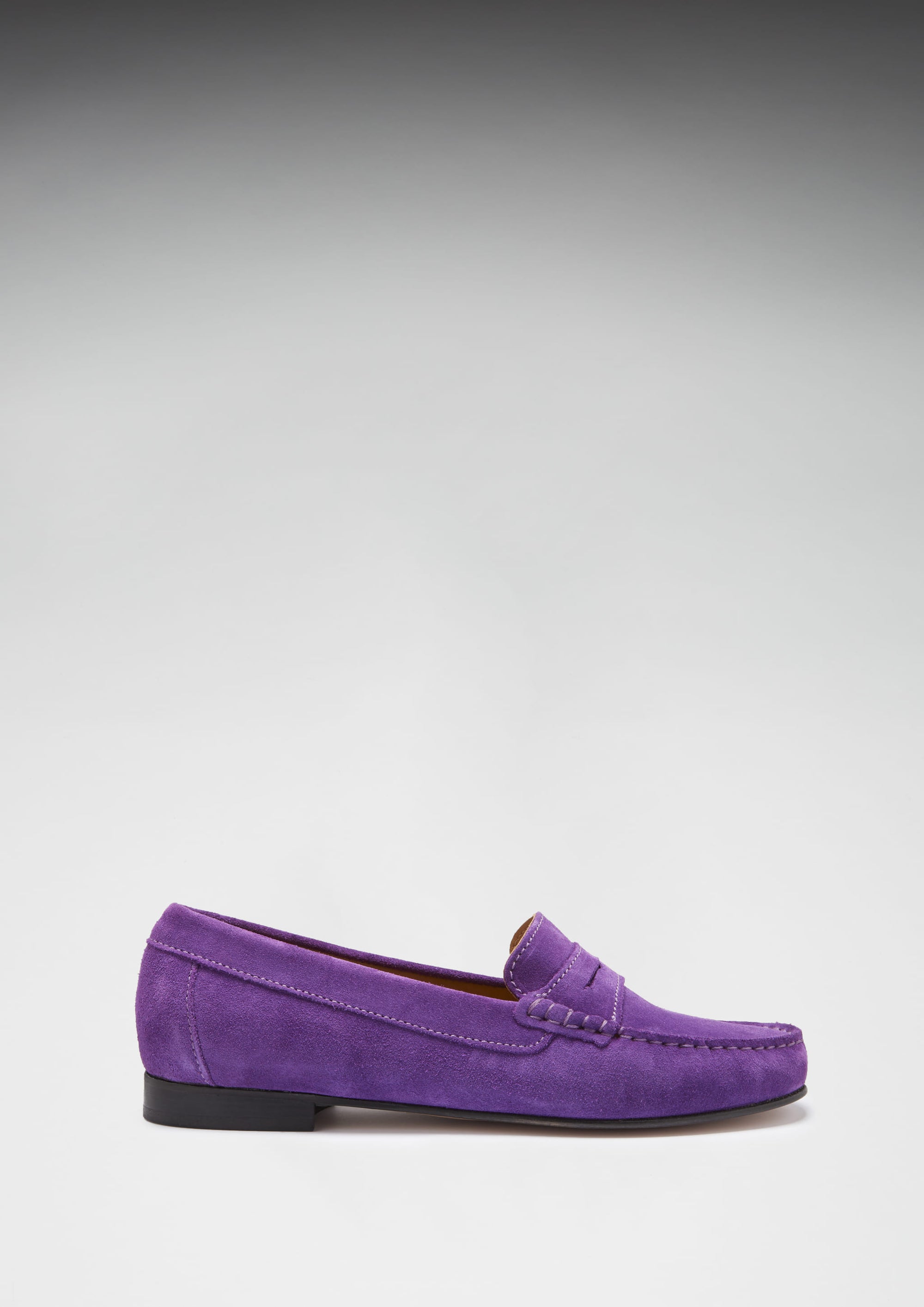 Penny Loafers pour femmes, semelle en cuir, daim violet