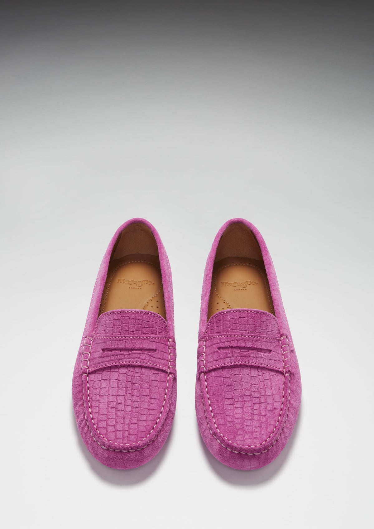 Mocassins Penny Driving pour femmes, daim gaufré rose