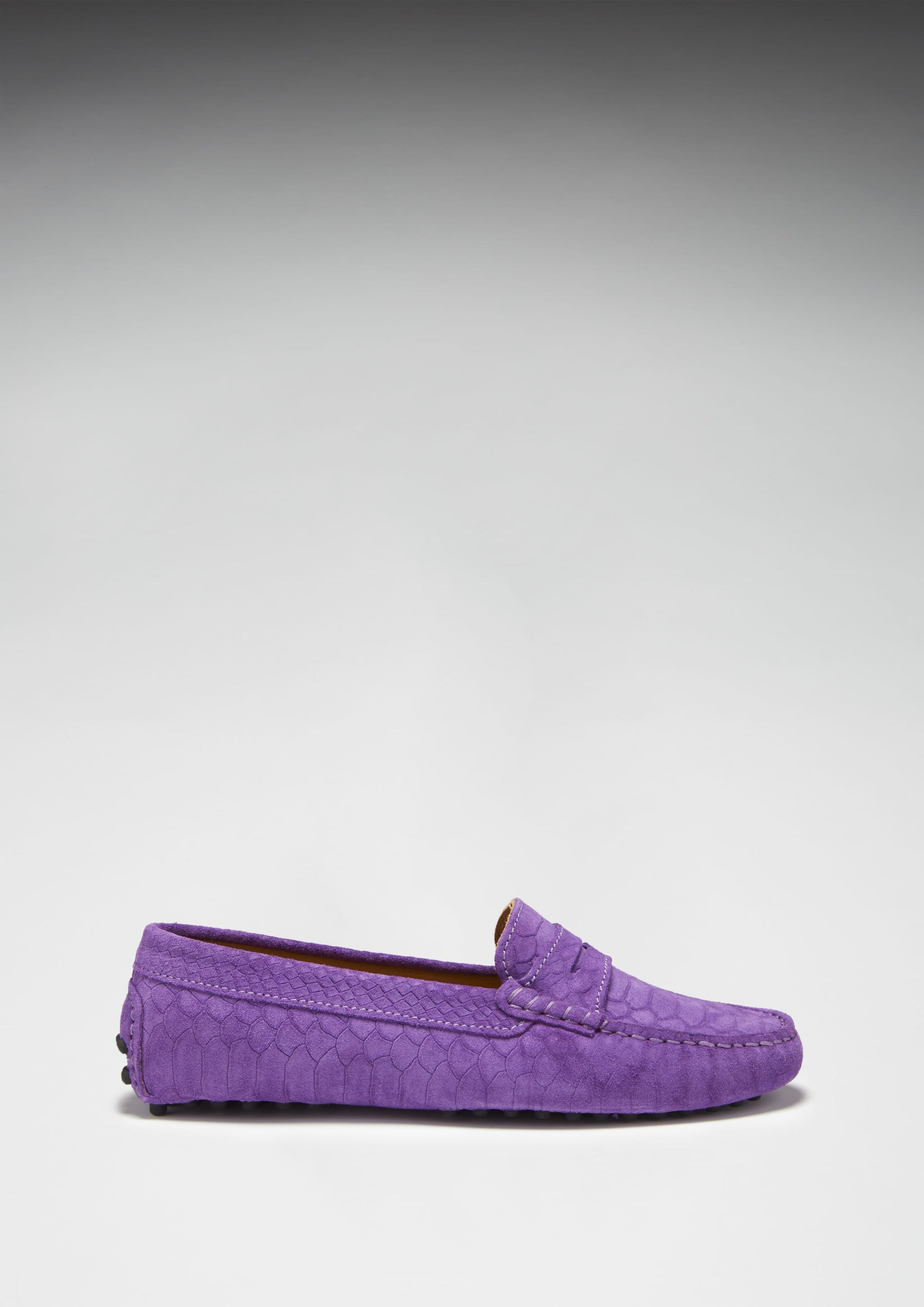 Mocassins Penny Driving pour femme, daim gaufré violet