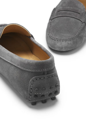 Women's Penny Driving Loafers, slate grey suede