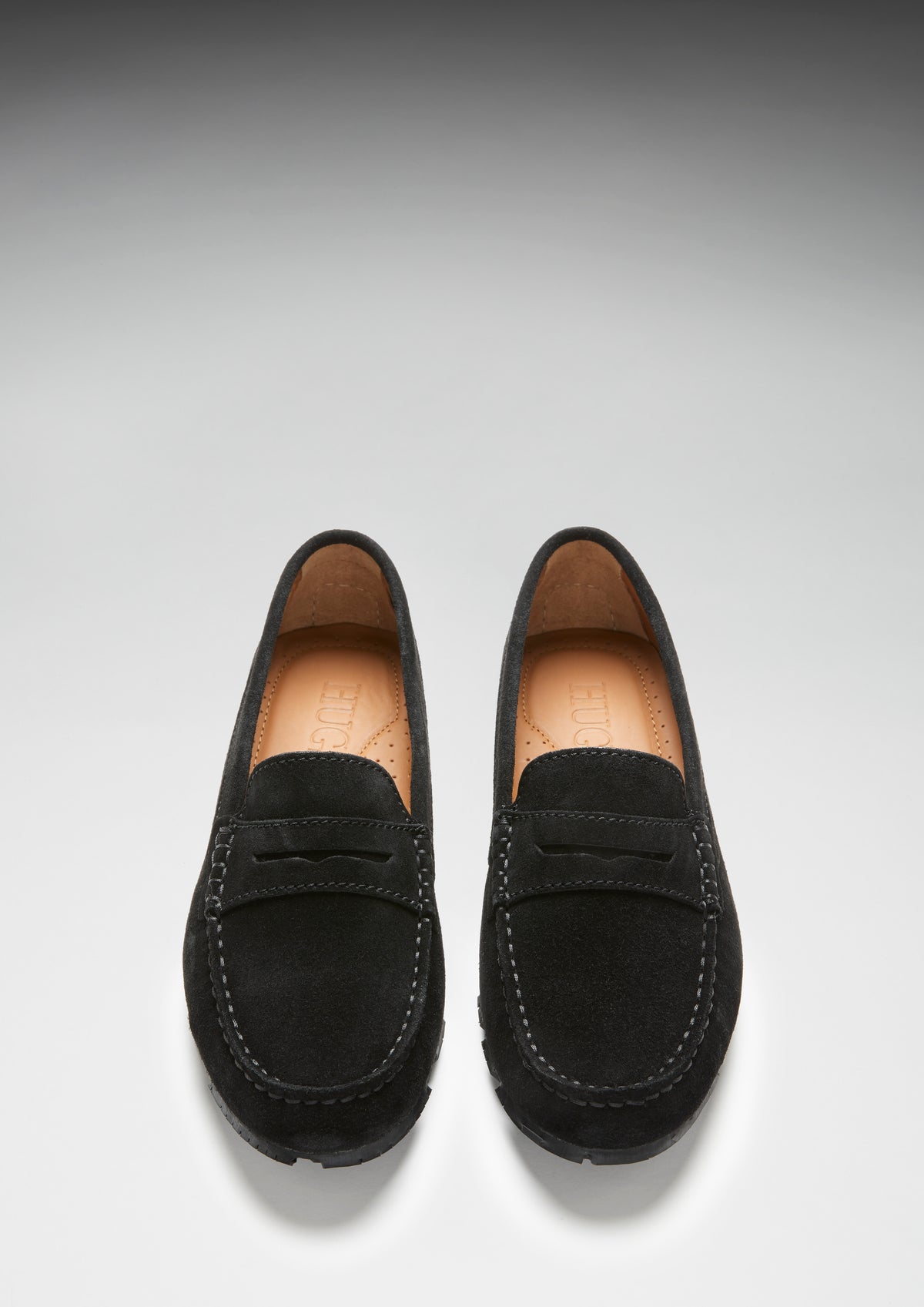 Women's Tyre Sole Penny Loafers, black suede