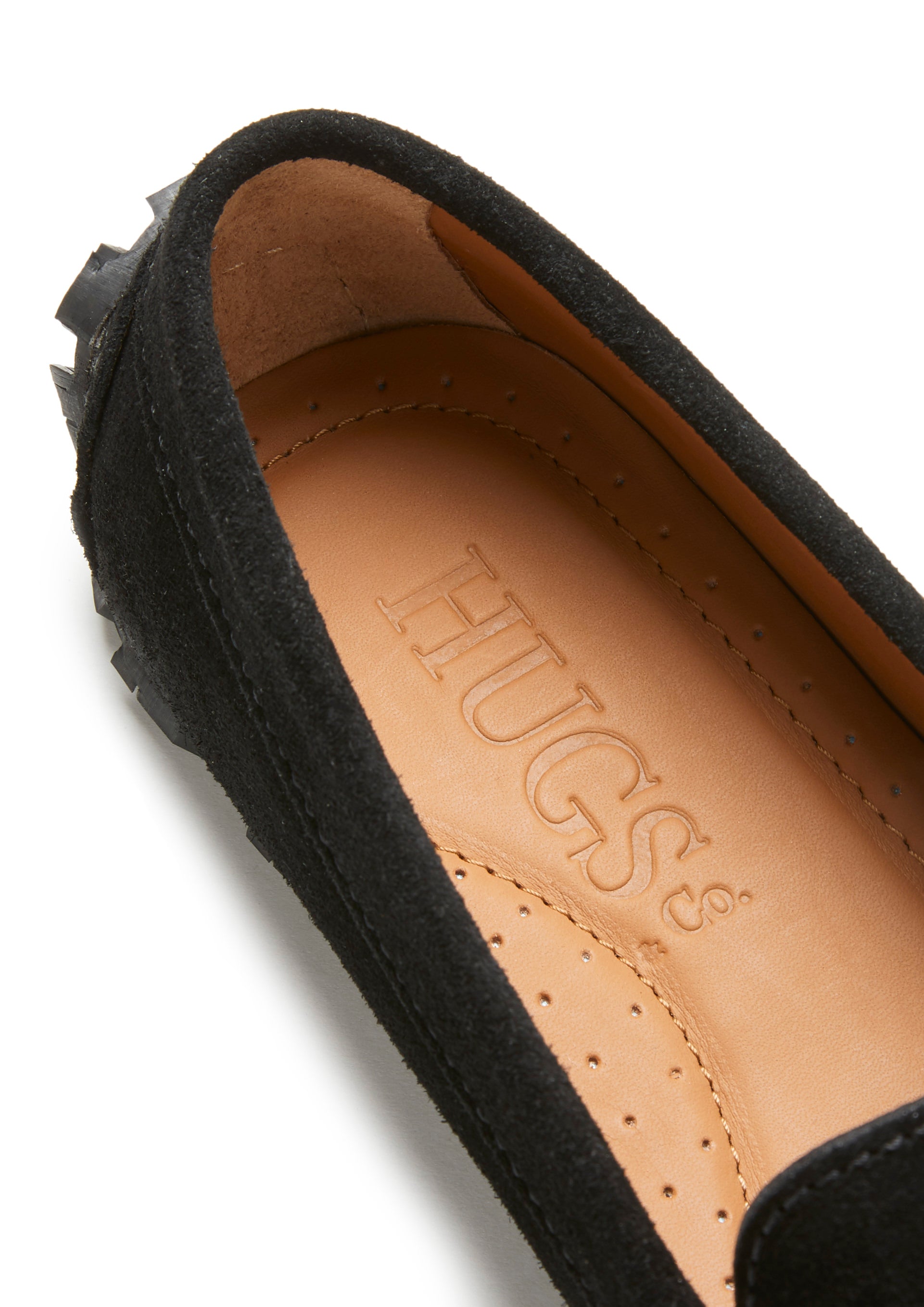 Mocassins Penny Tire Sole pour femmes, daim noir