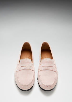 Women's Tyre Sole Penny Loafers, ice pink suede