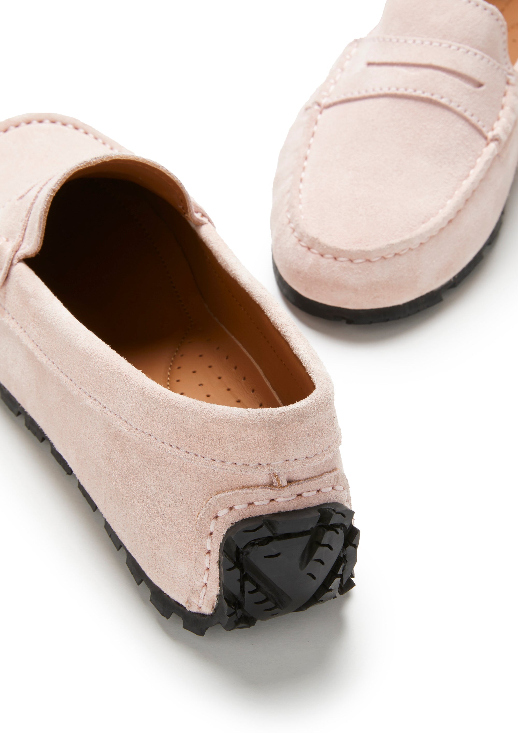 Women's Tyre Sole Penny Loafers, ice pink suede