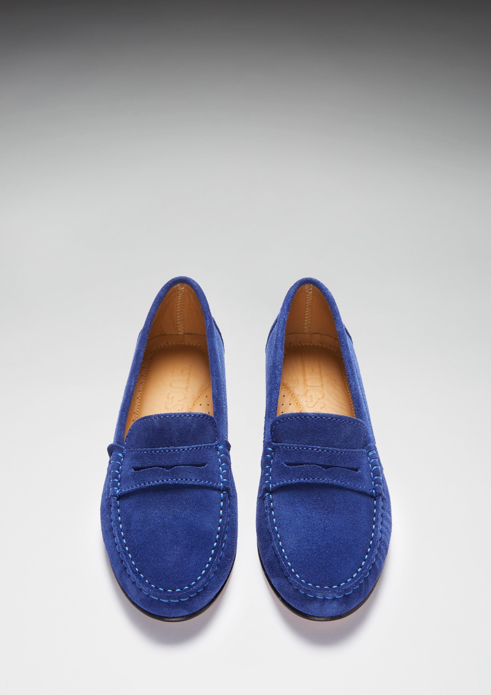 Damen Penny Loafer Ledersohle tintenblaues Wildleder Hugs Co