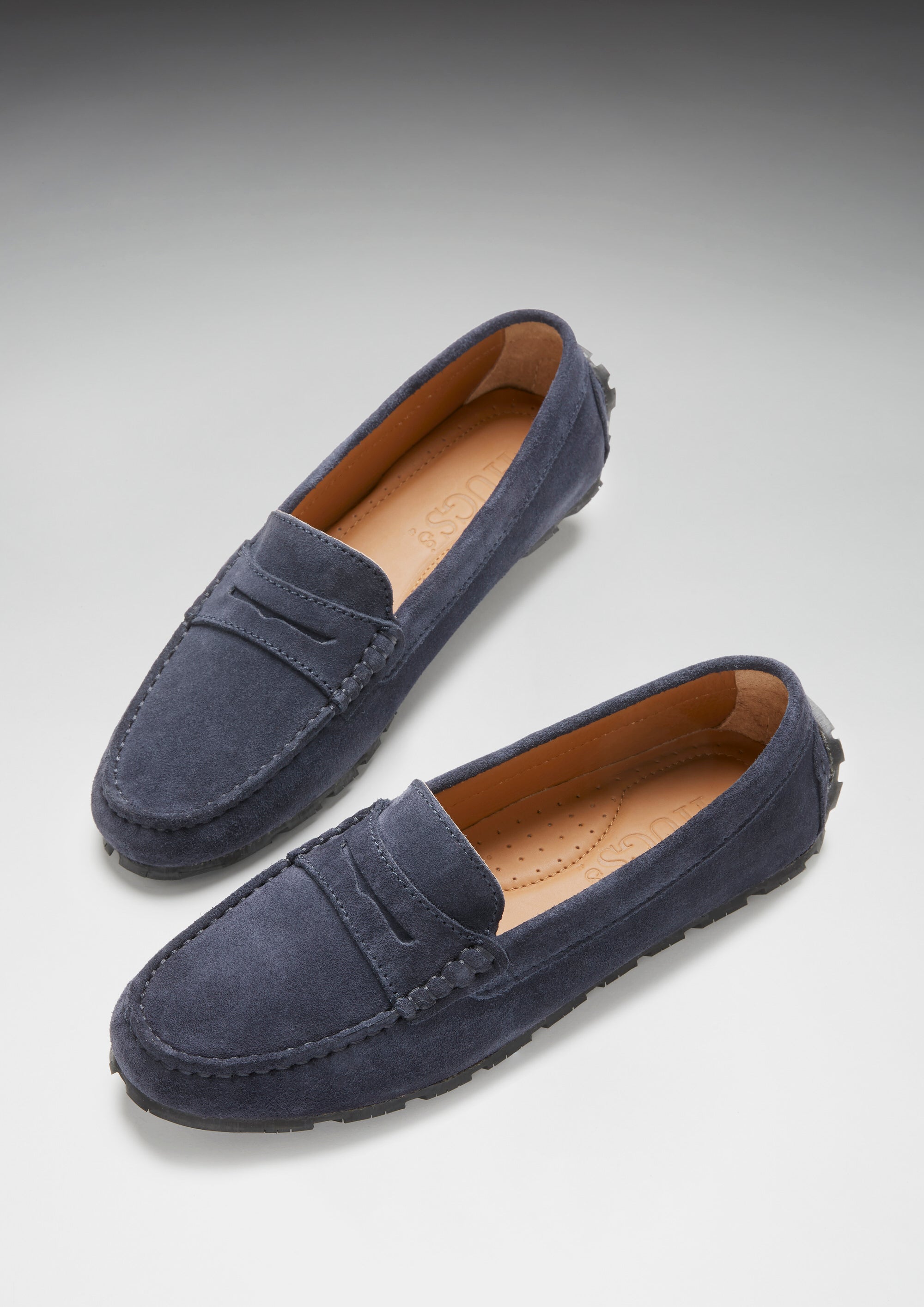 Women's Tyre Sole Penny Loafers, navy blue suede