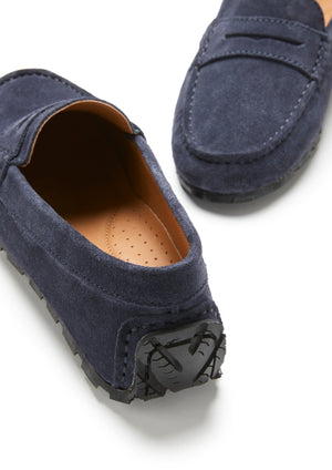 Women's Tyre Sole Penny Loafers, navy blue suede