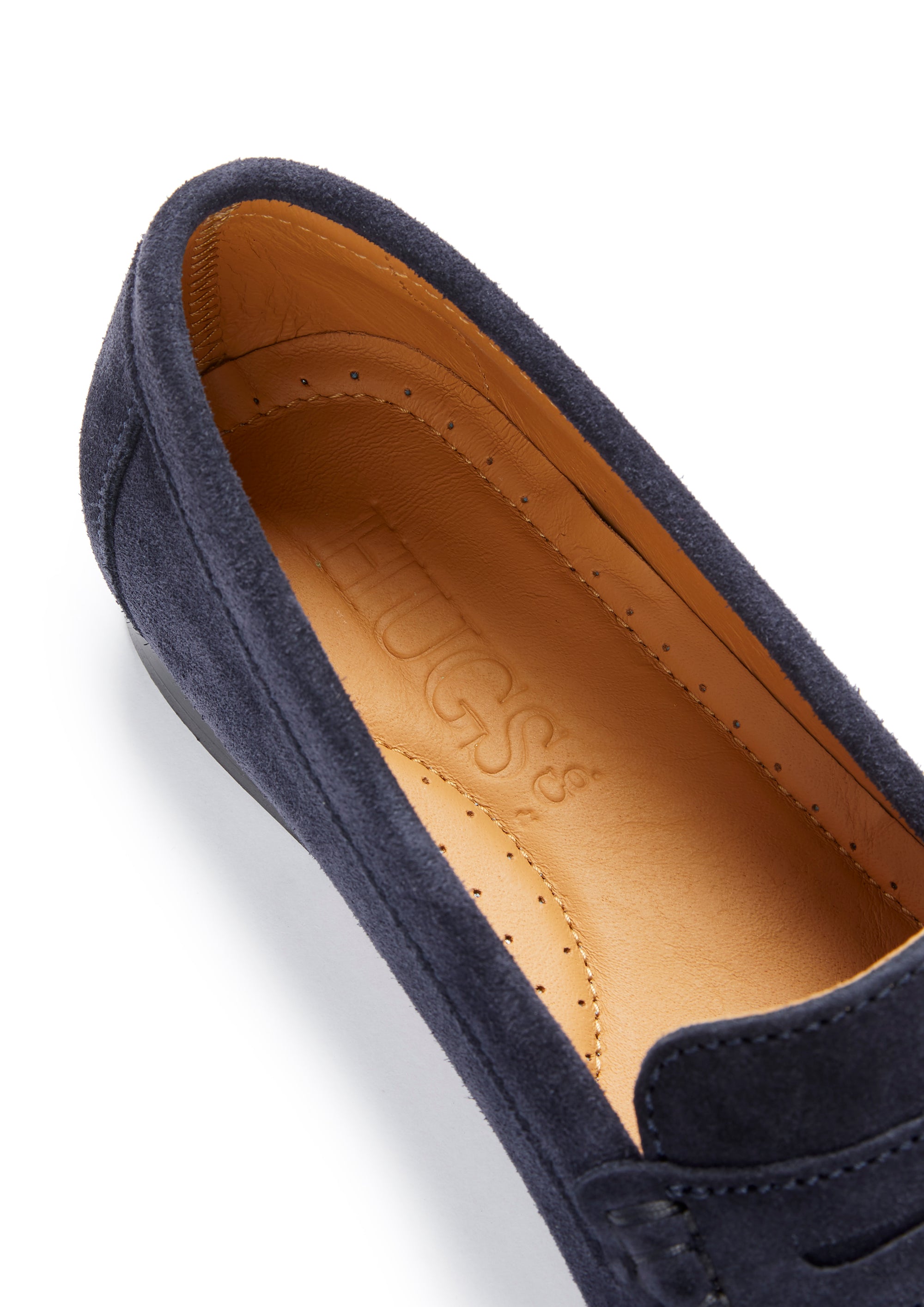 Women's Penny Loafers Leather Sole, navy blue suede