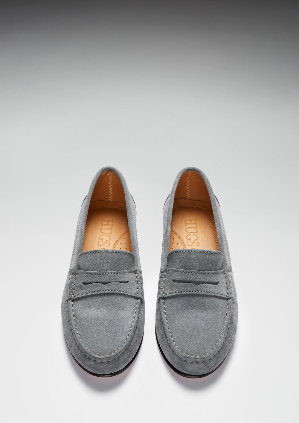 Women's Penny Loafers Leather Sole, slate grey suede Hugs & Co.