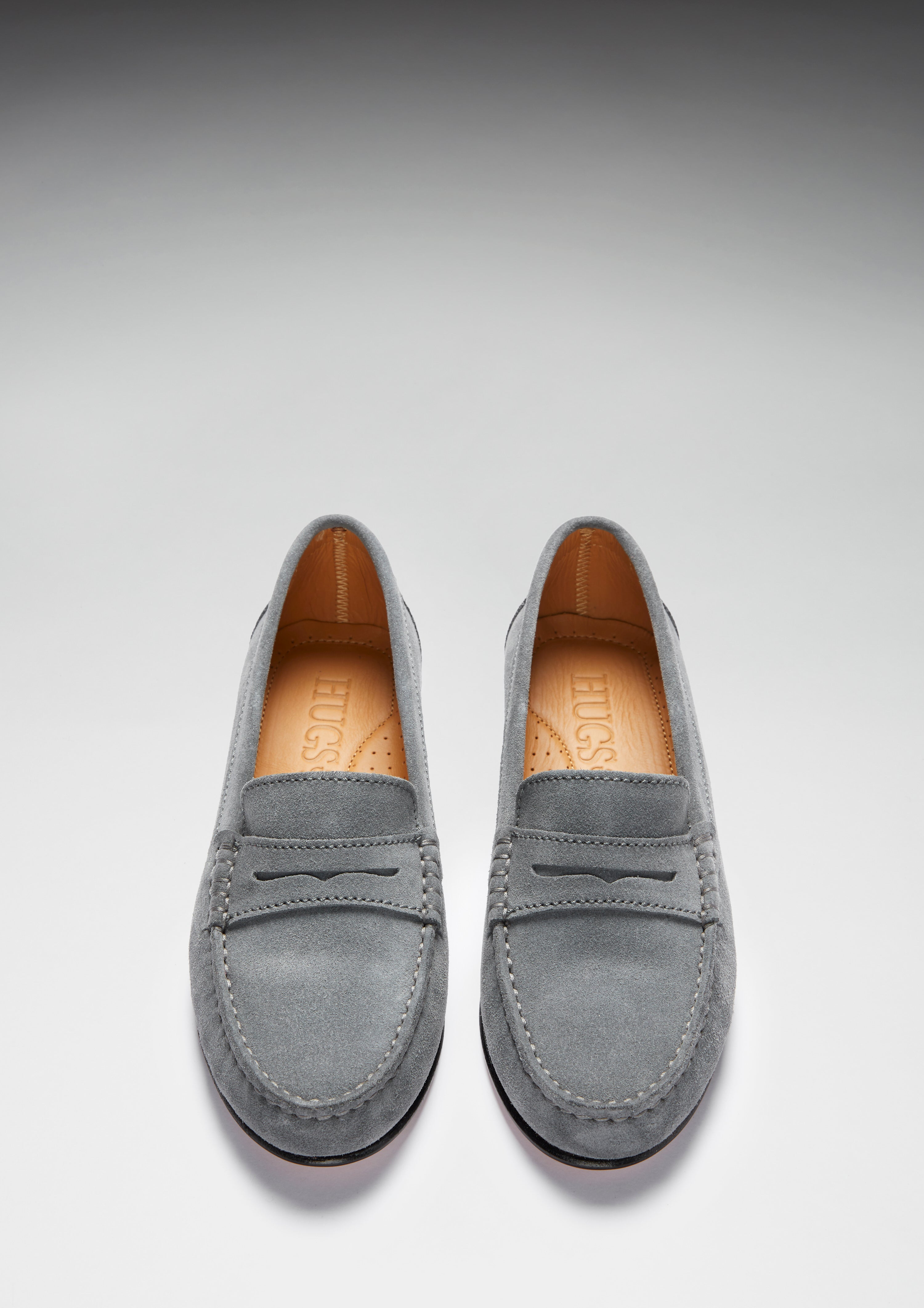 Grey suede shop moccasins