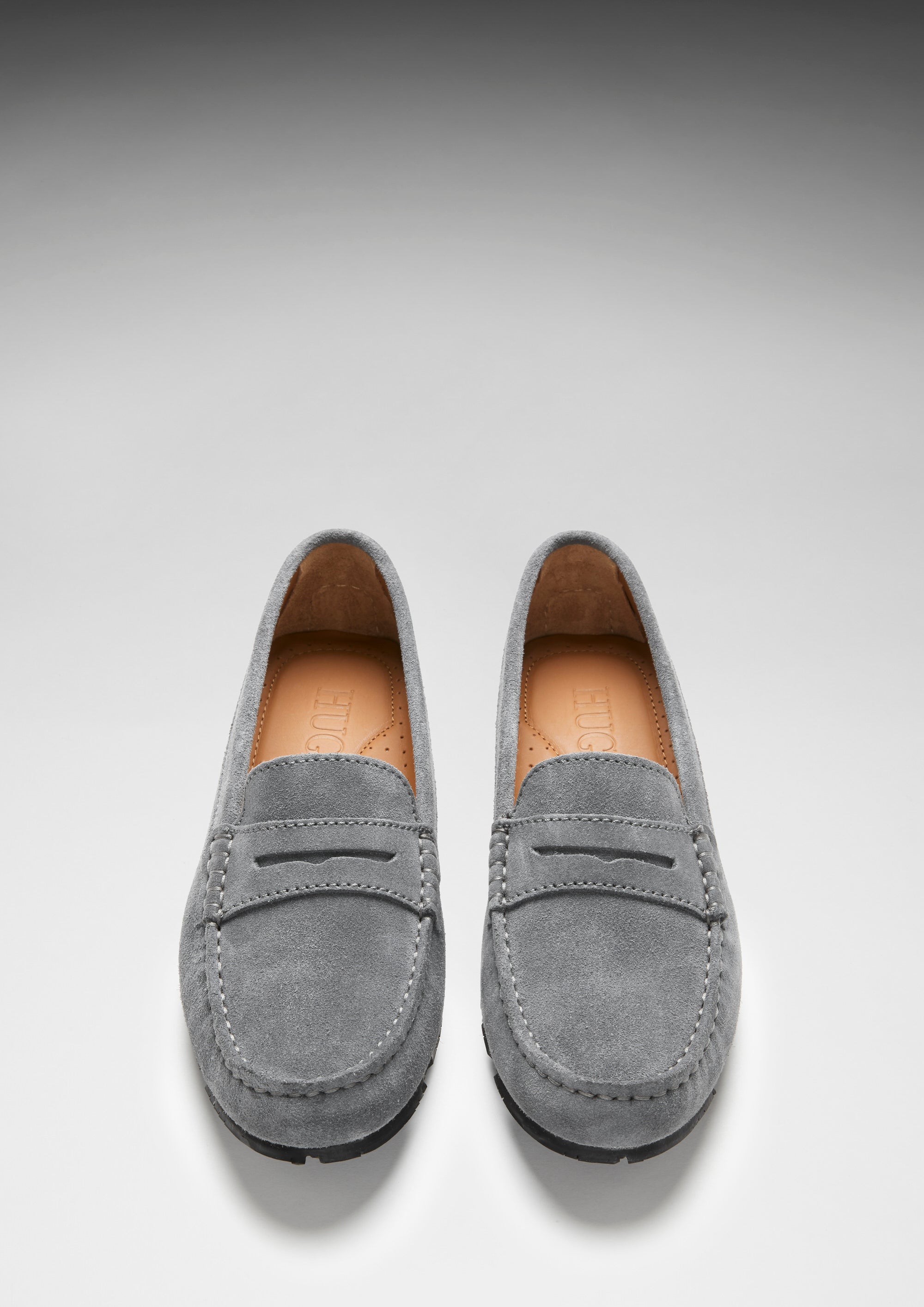 Women s Tyre Sole Penny Loafers slate grey suede Hugs Co