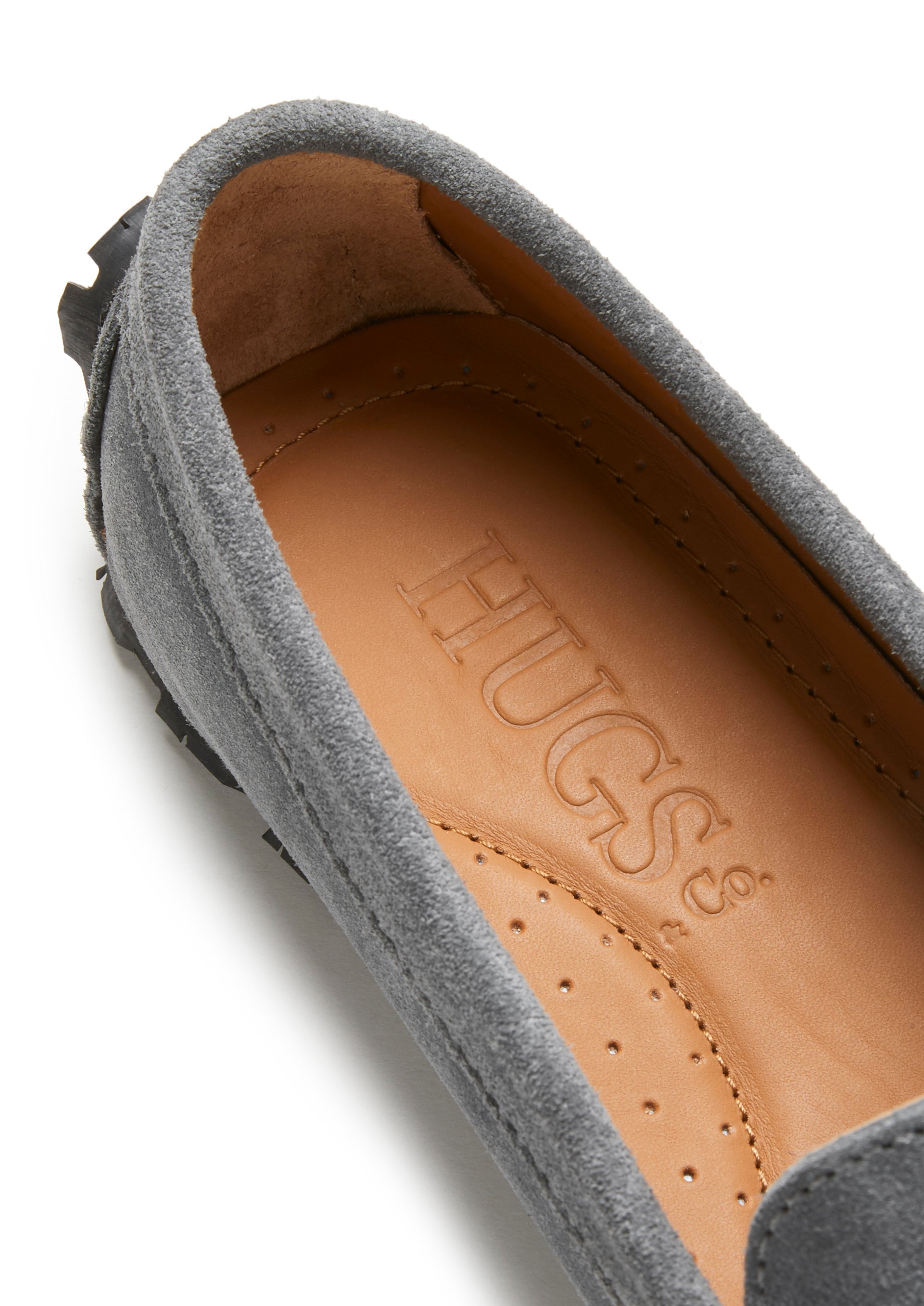 Women s Tyre Sole Penny Loafers slate grey suede Hugs Co