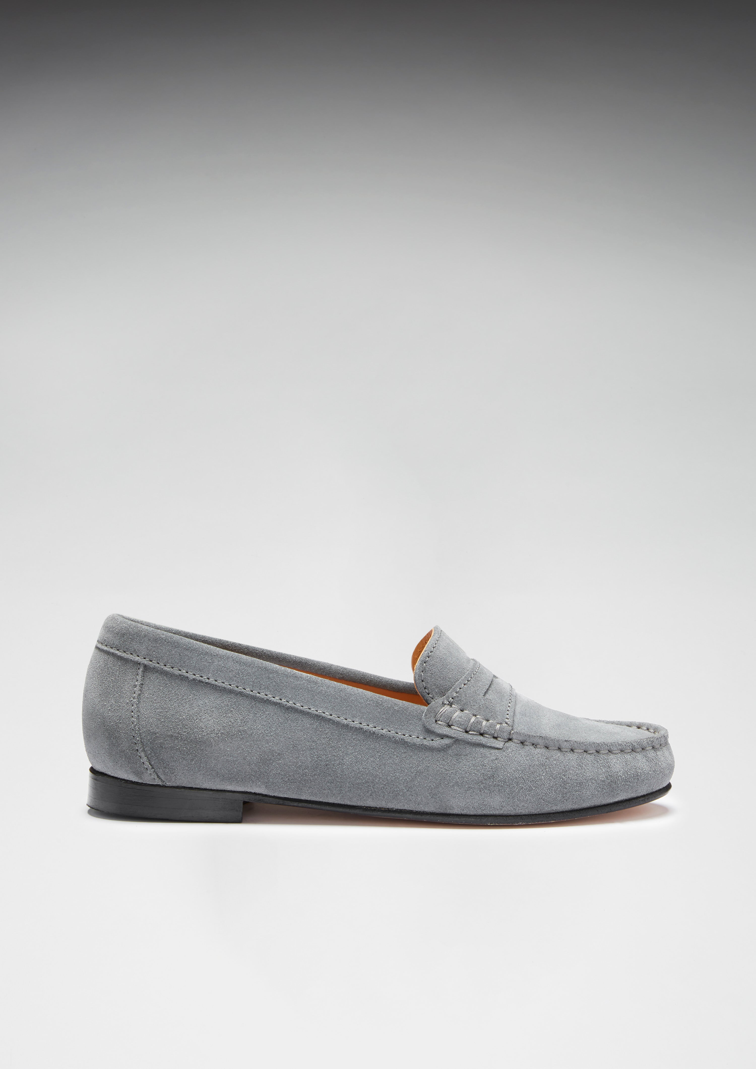 Grey penny loafers womens hotsell