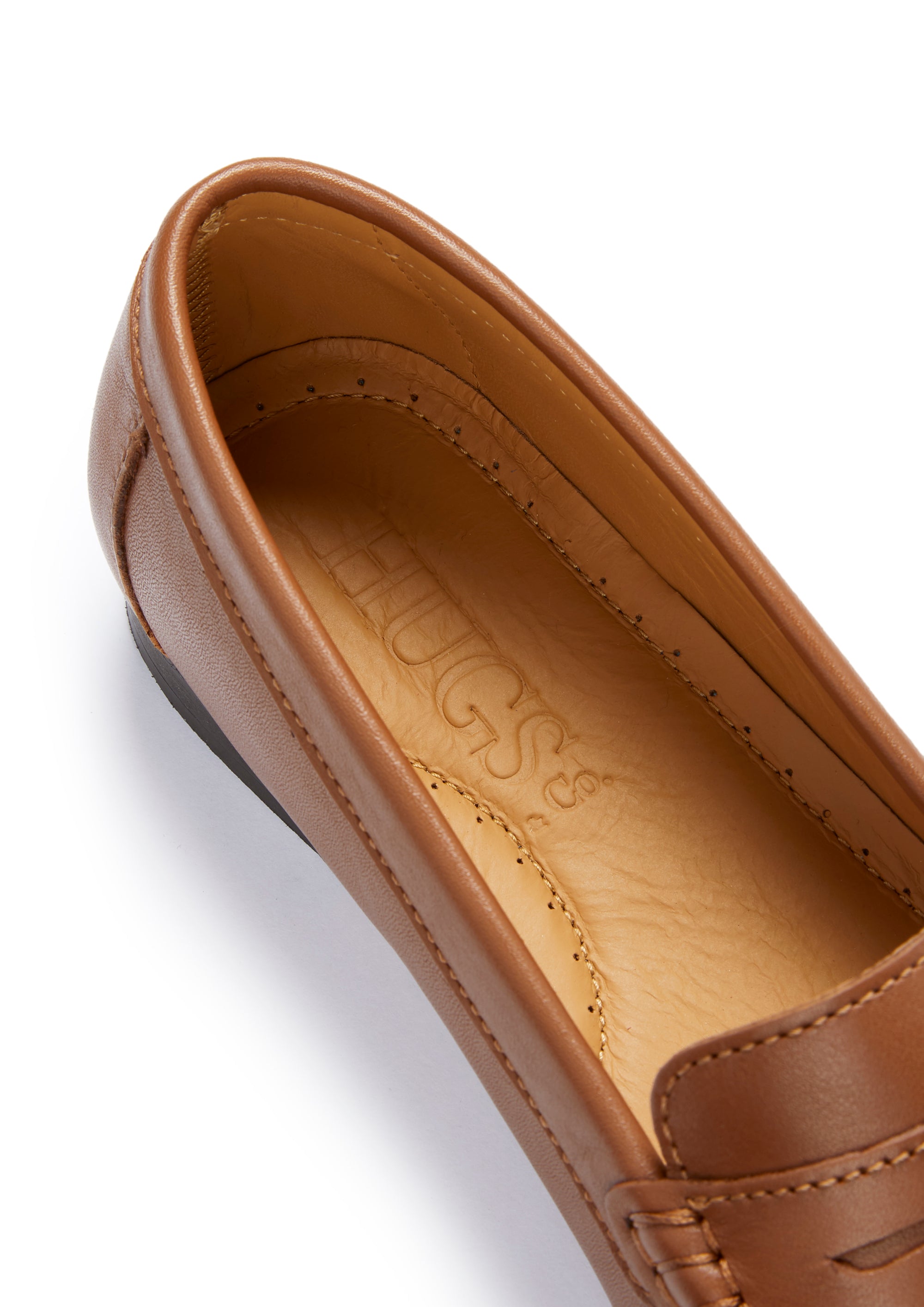 Women's Penny Loafers Leather Sole, tan leather