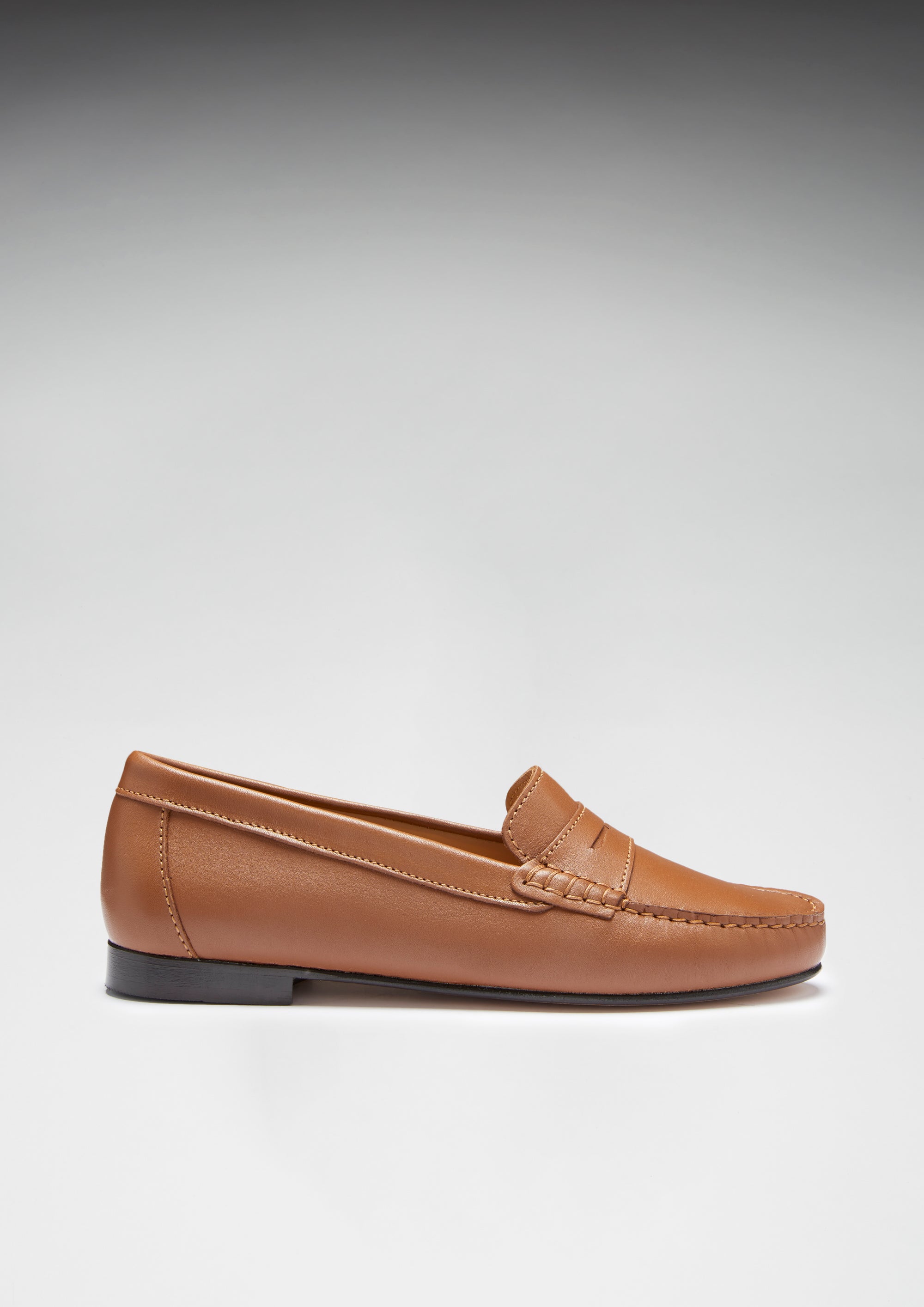 Women s Penny Loafers Leather Sole tan leather Hugs Co