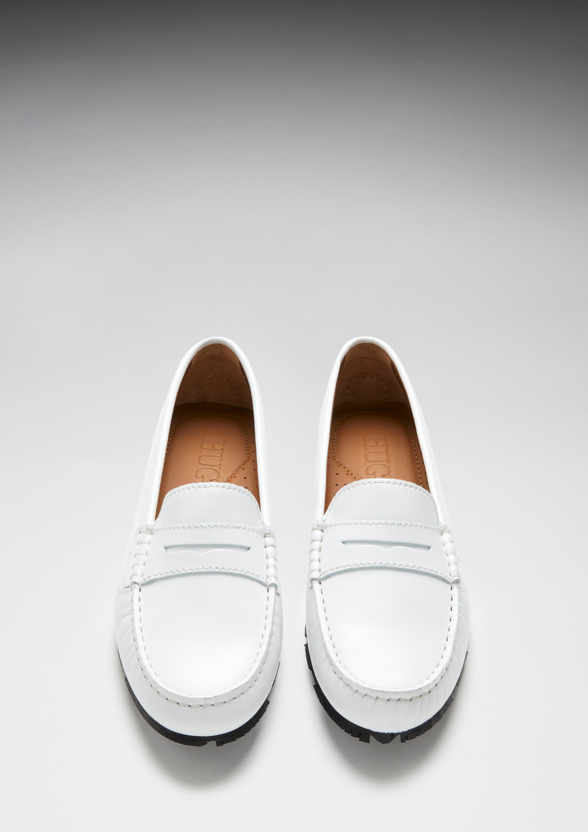 White penny shop loafers womens