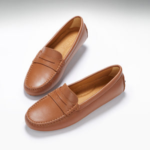 Mocassins Penny Driving pour femmes, cuir fauve