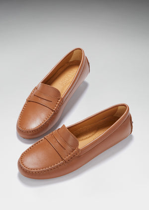 Mocassins Penny Driving pour femmes, cuir fauve