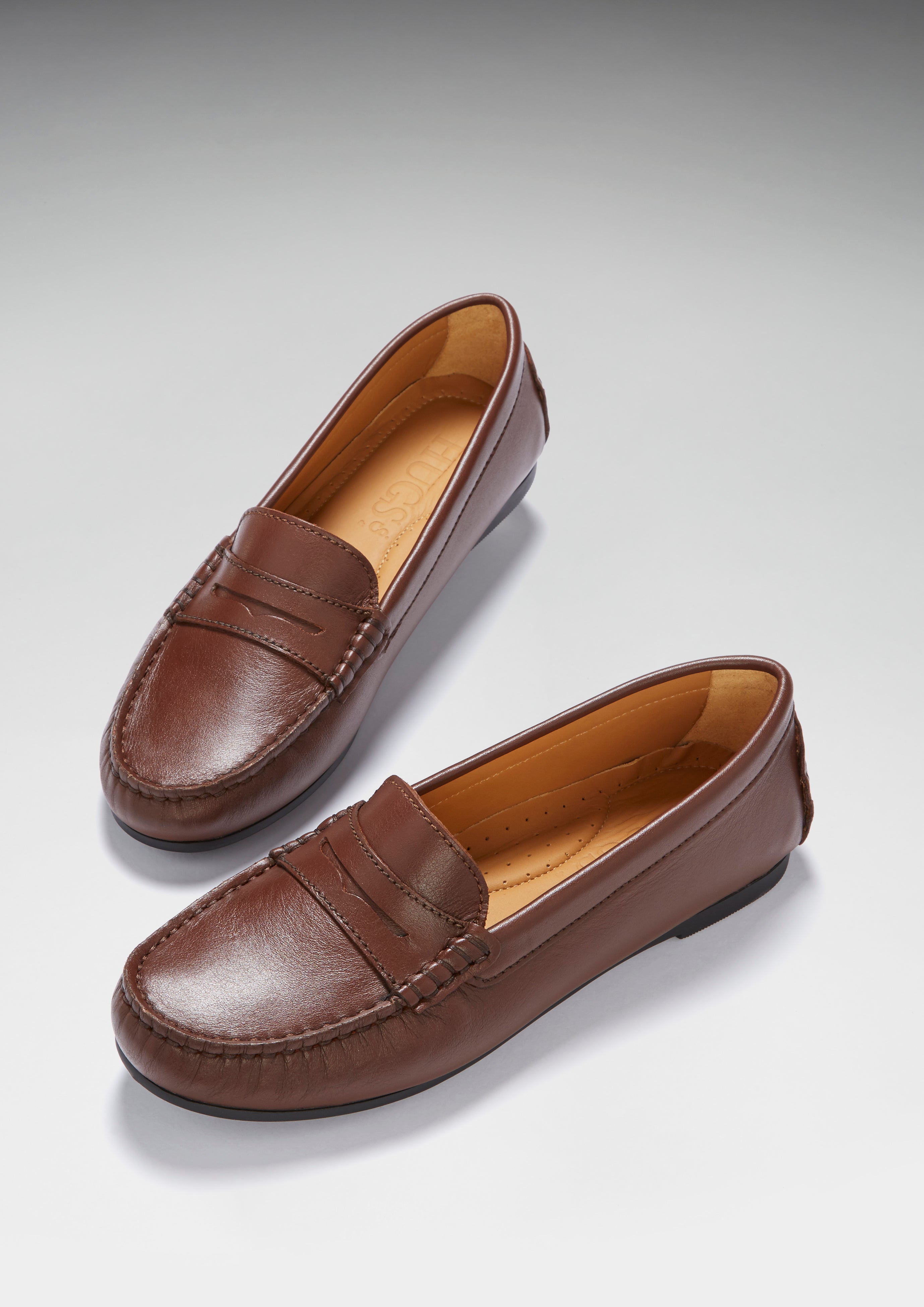 Women's Penny Driving Loafers Full Sole, brown leather Women's Penny Driving Loafers Full Sole, brown leather