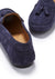 Mocassins de conduite femme à pompons Semelle gomme intégrale, daim bleu marine