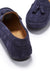 Women's Tasselled Driving Loafers Full Rubber Sole, navy blue suede