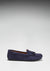 Mocassins de conduite femme à pompons Semelle gomme intégrale, daim bleu marine