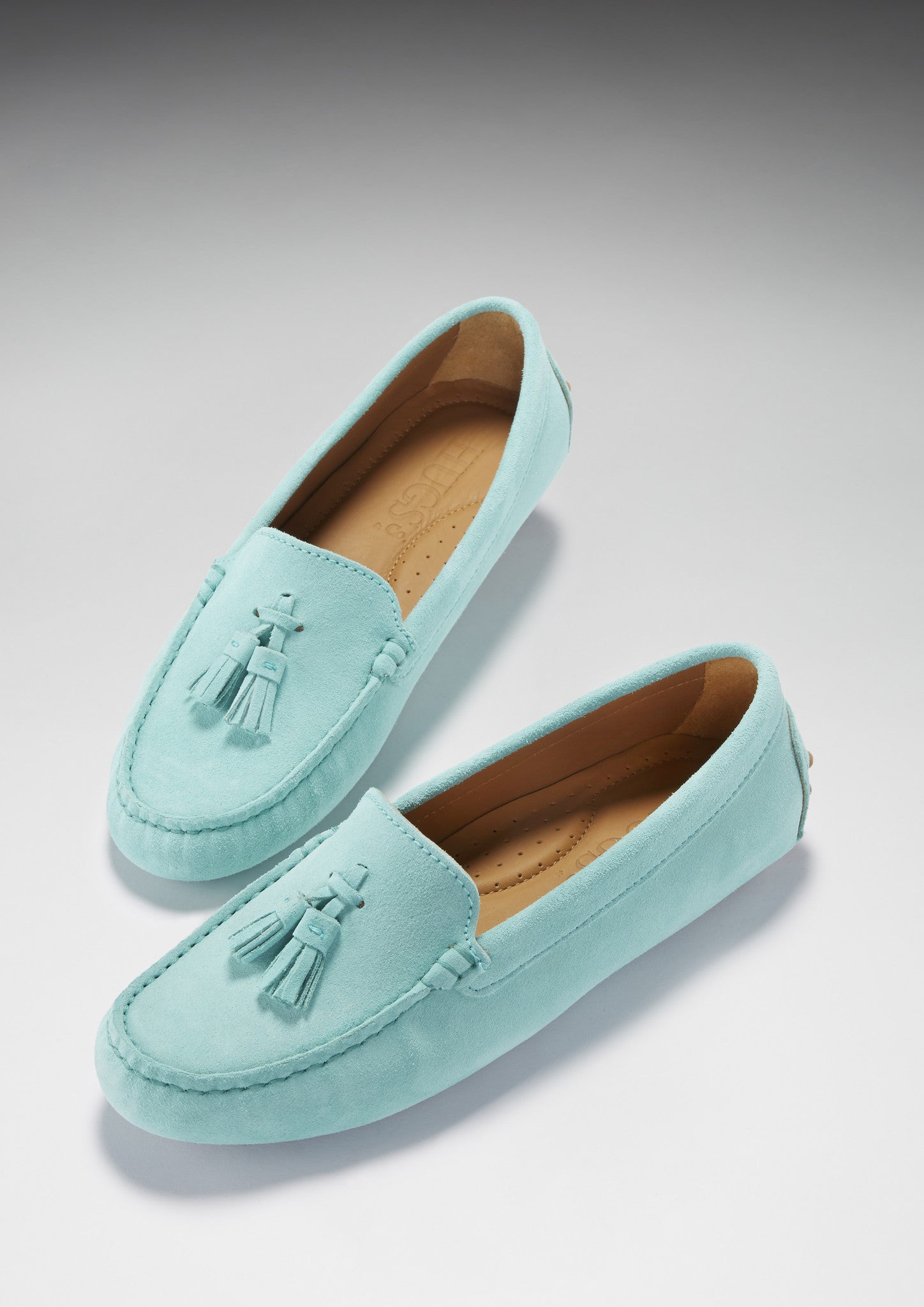 Women's Tasselled Driving Loafers, aqua suede