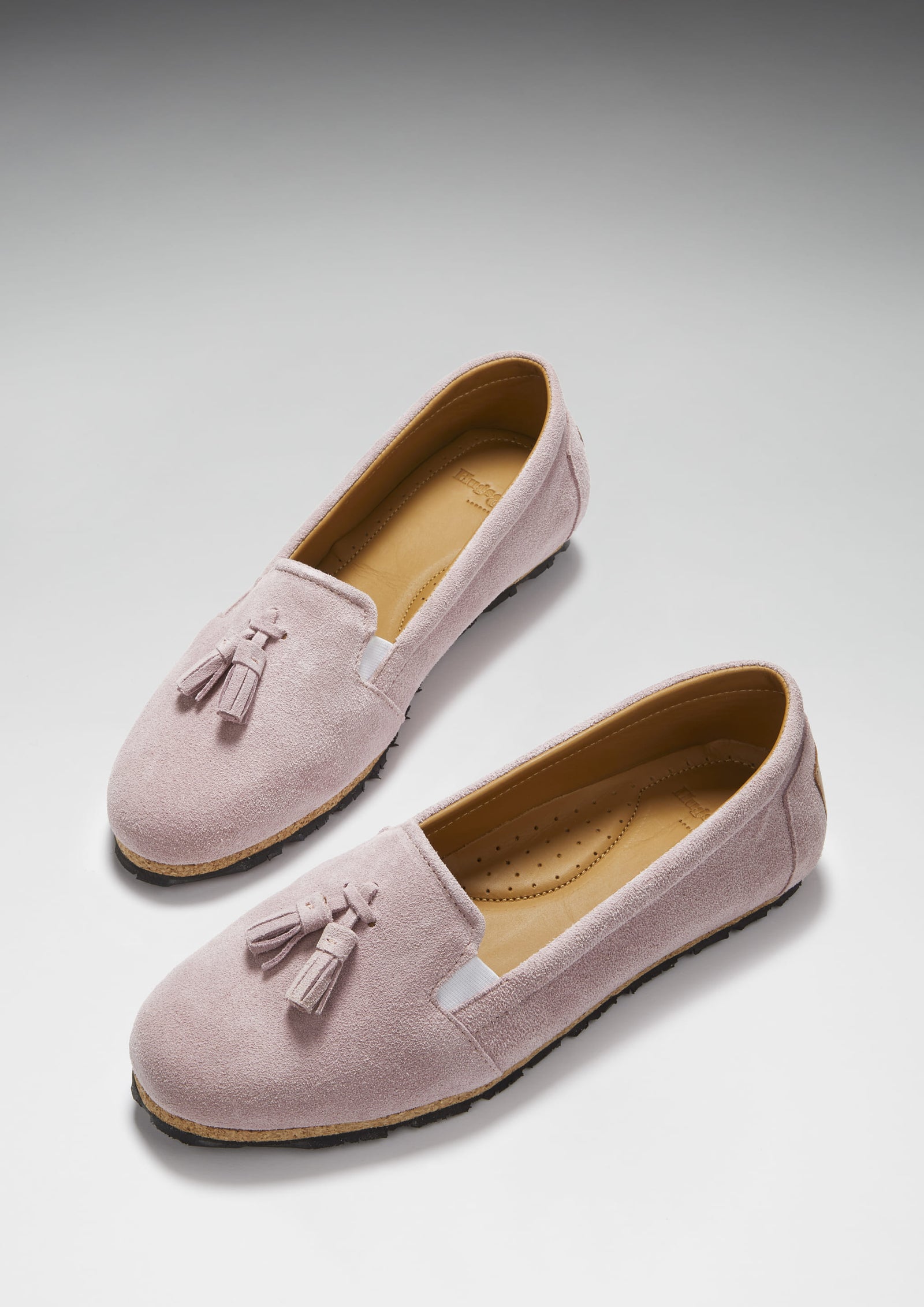 Women s Tasselled Espadrilles powder pink suede Hugs Co