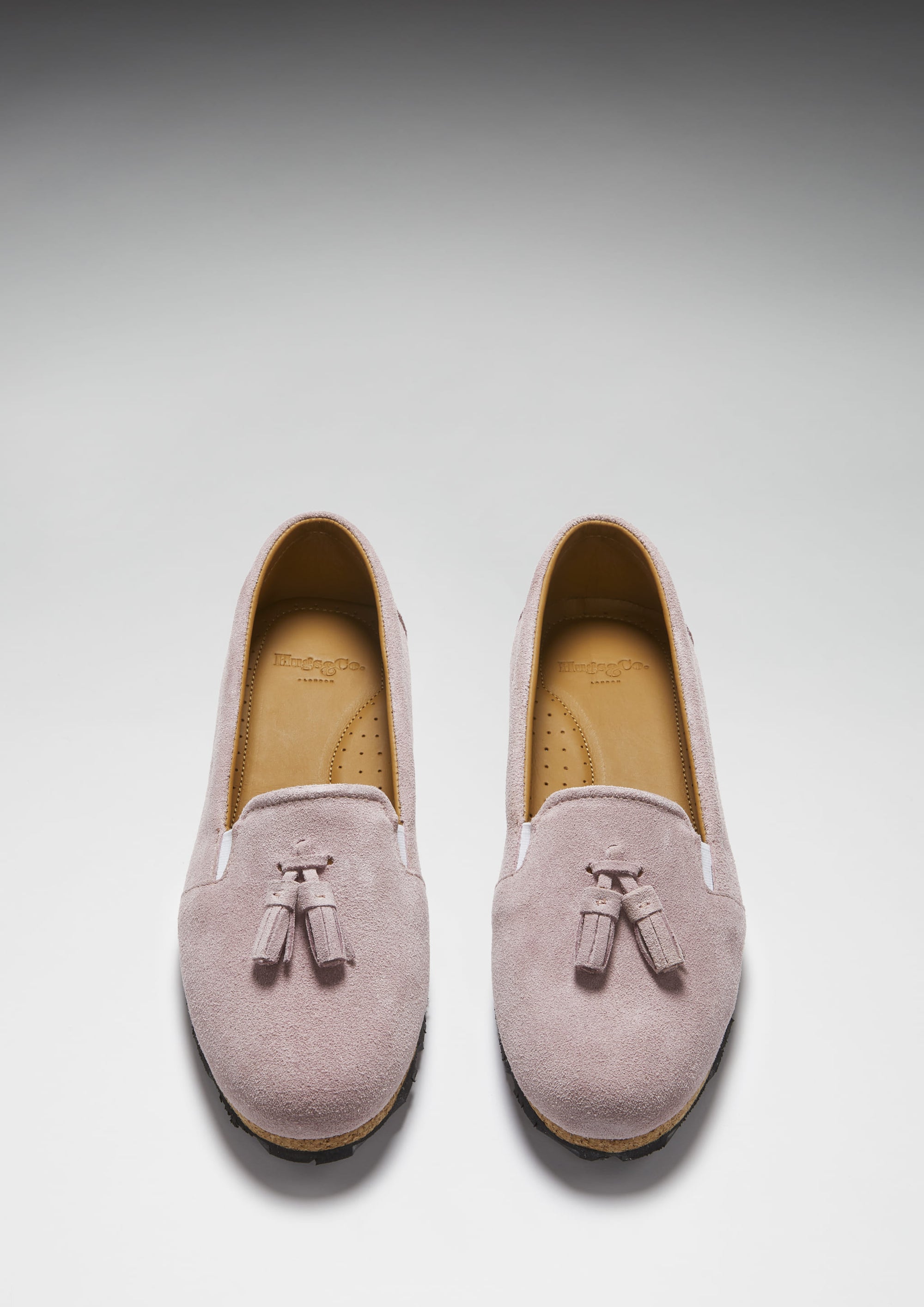 Espadrilles pompons femme daim rose poudr Hugs Co