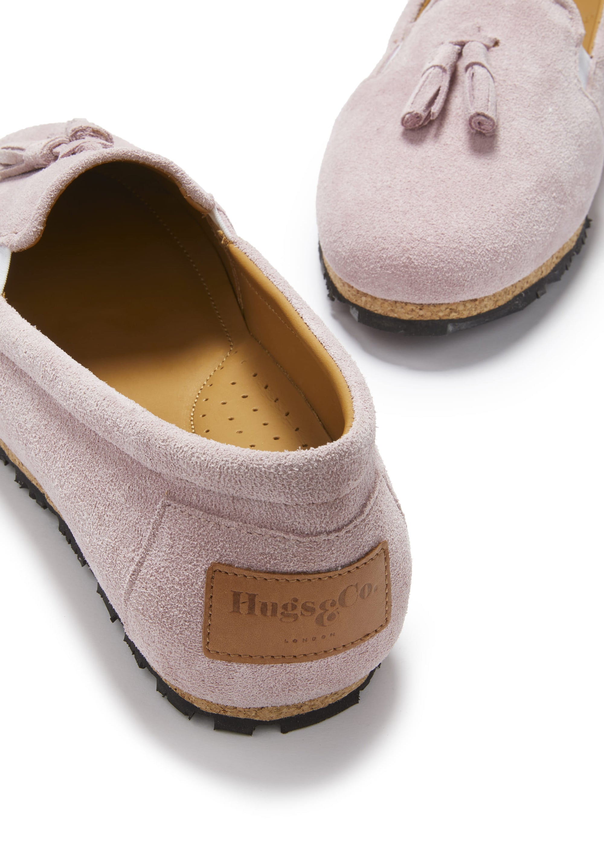 Espadrilles à pompons femme, daim rose poudré