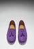Mocassins de conduite à pampilles pour femme, daim gaufré violet