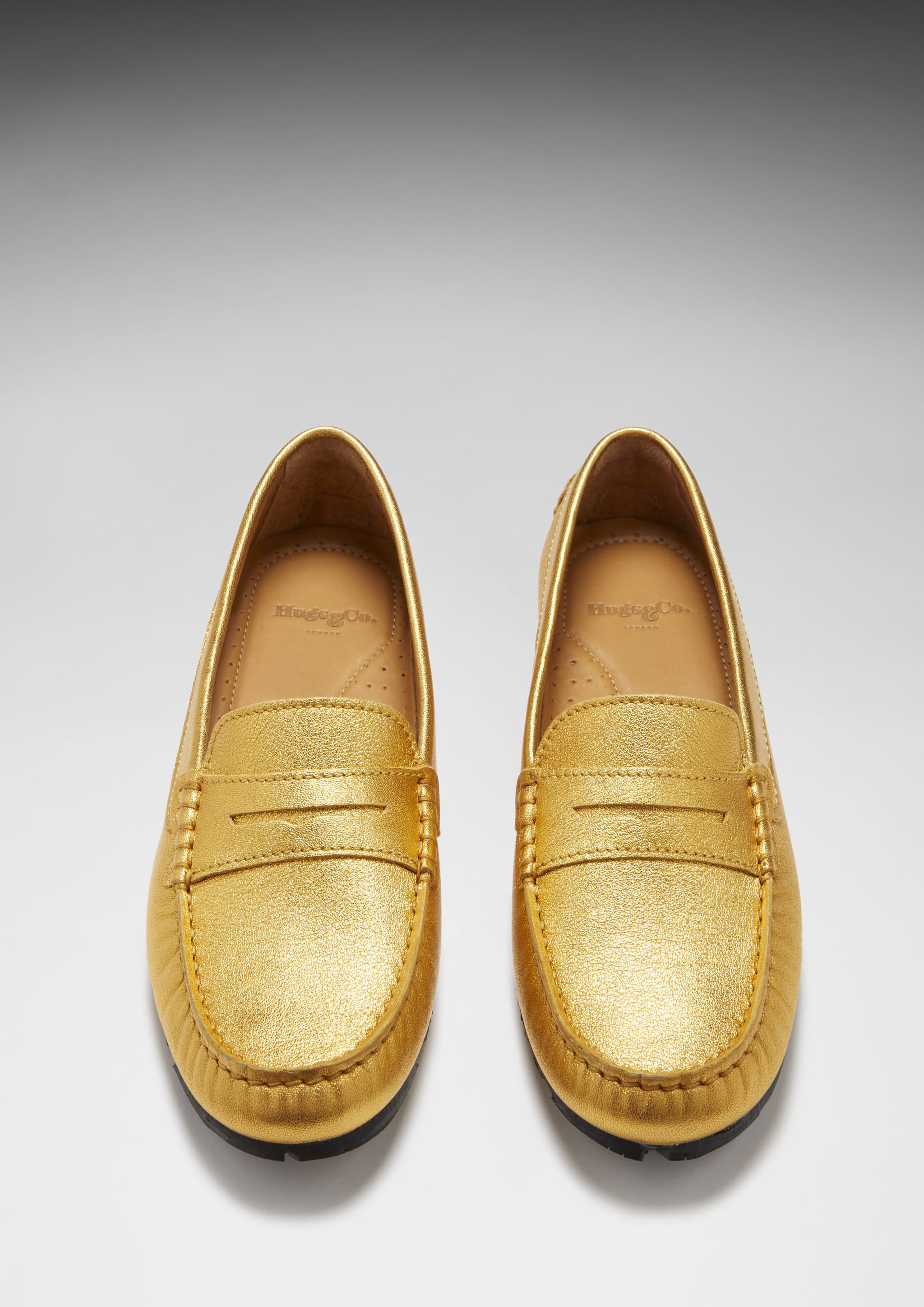 Women s Tyre Sole Penny Loafers yellow gold leather Hugs Co