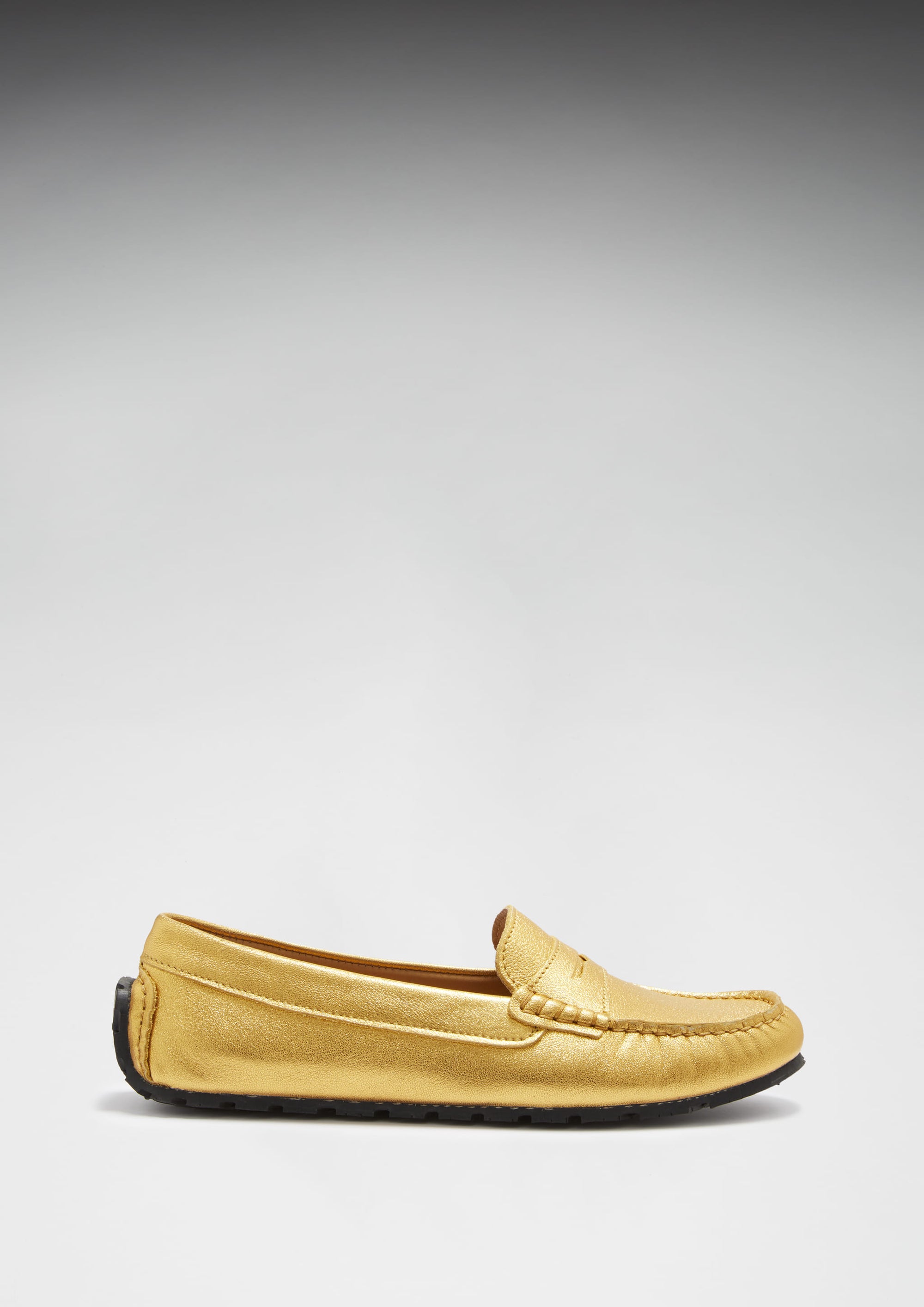 Women's Tyre Sole Penny Loafers, yellow gold leather