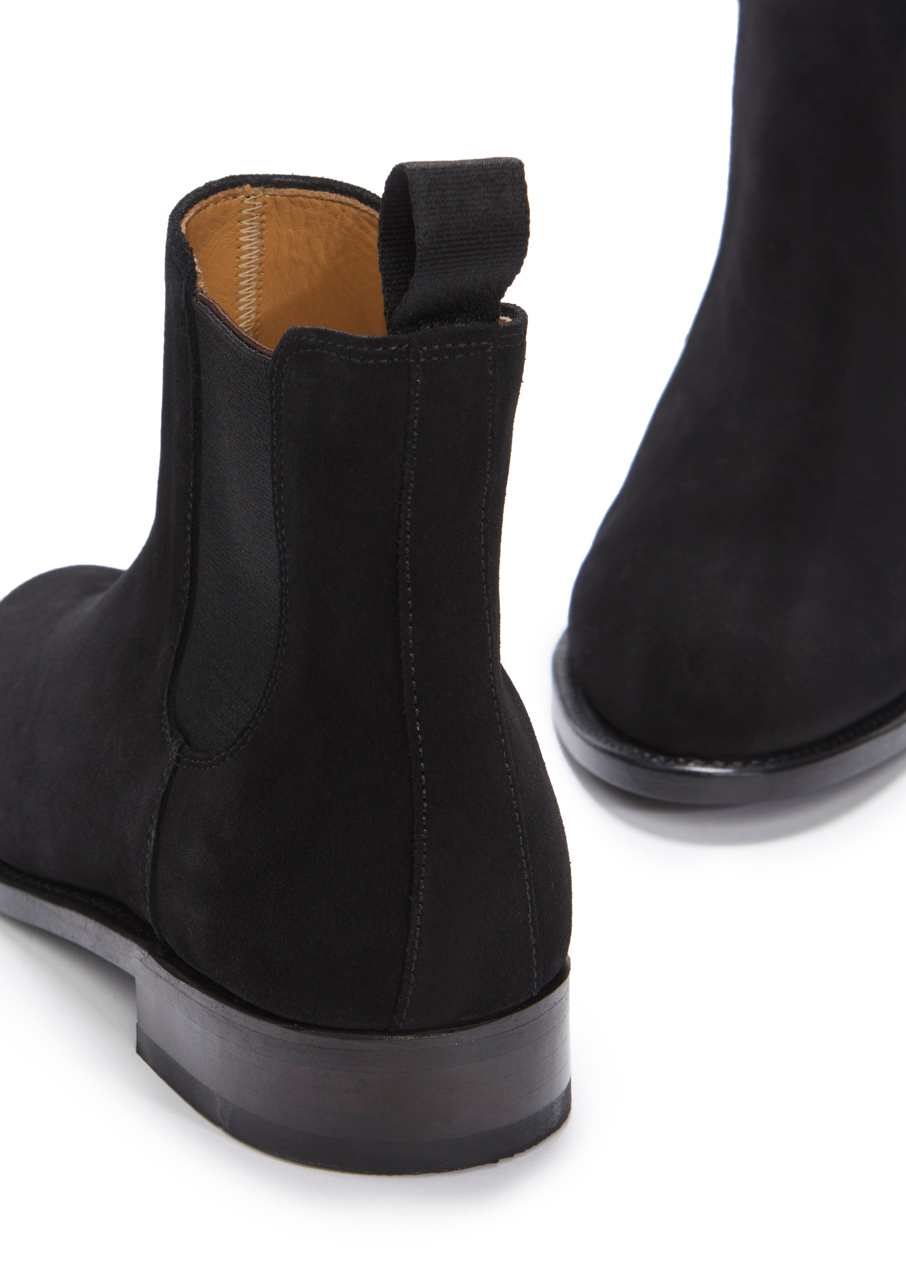 Bottines Chelsea Femme En Cuir Suede Noir Semelle Cousue En Cuir