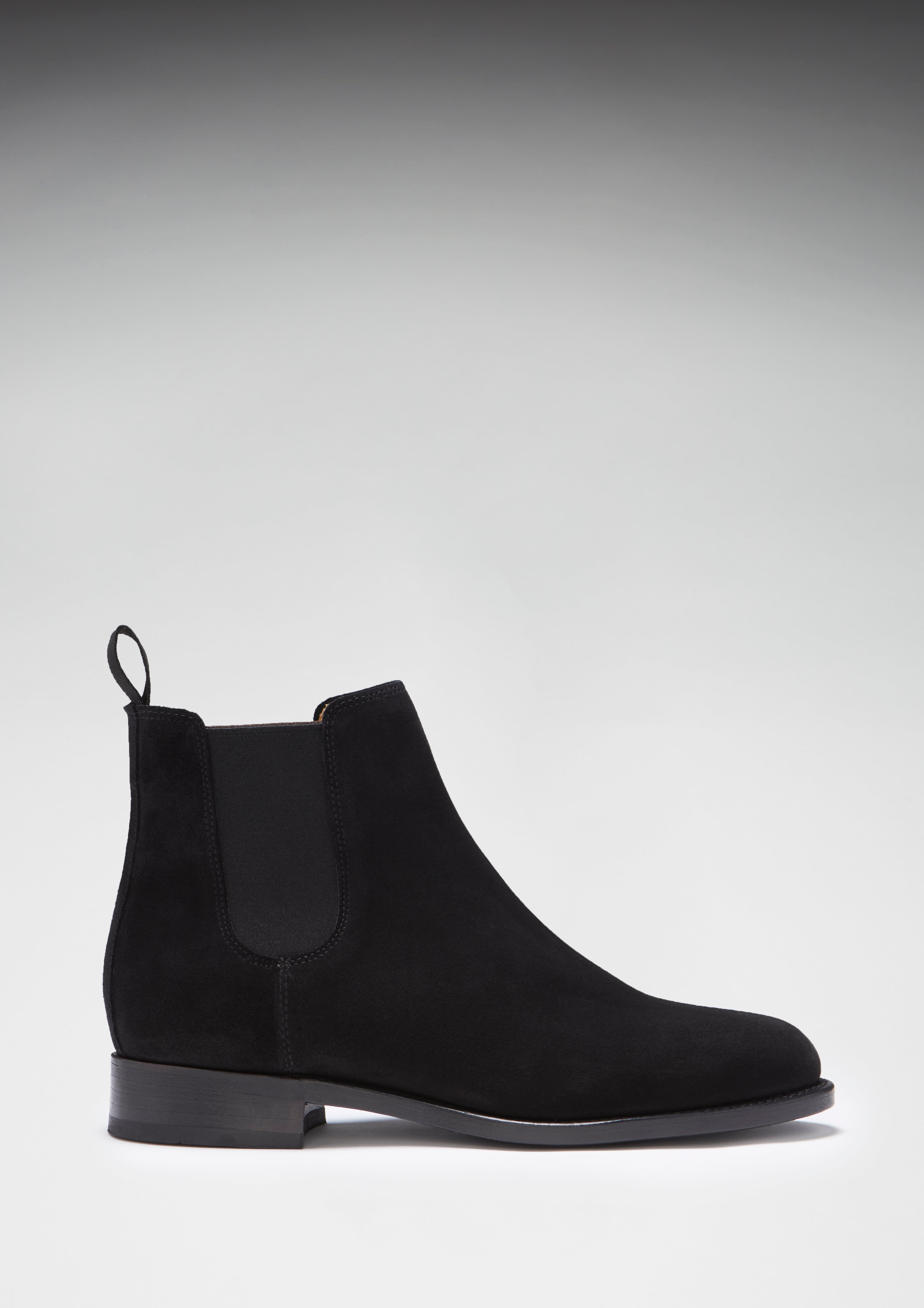 Women s Black Suede Chelsea Boots Welted Leather Sole
