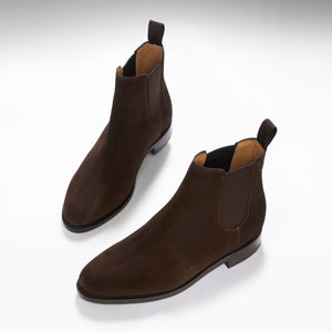 Women's Brown Suede Chelsea Boots, Welted Leather Sole