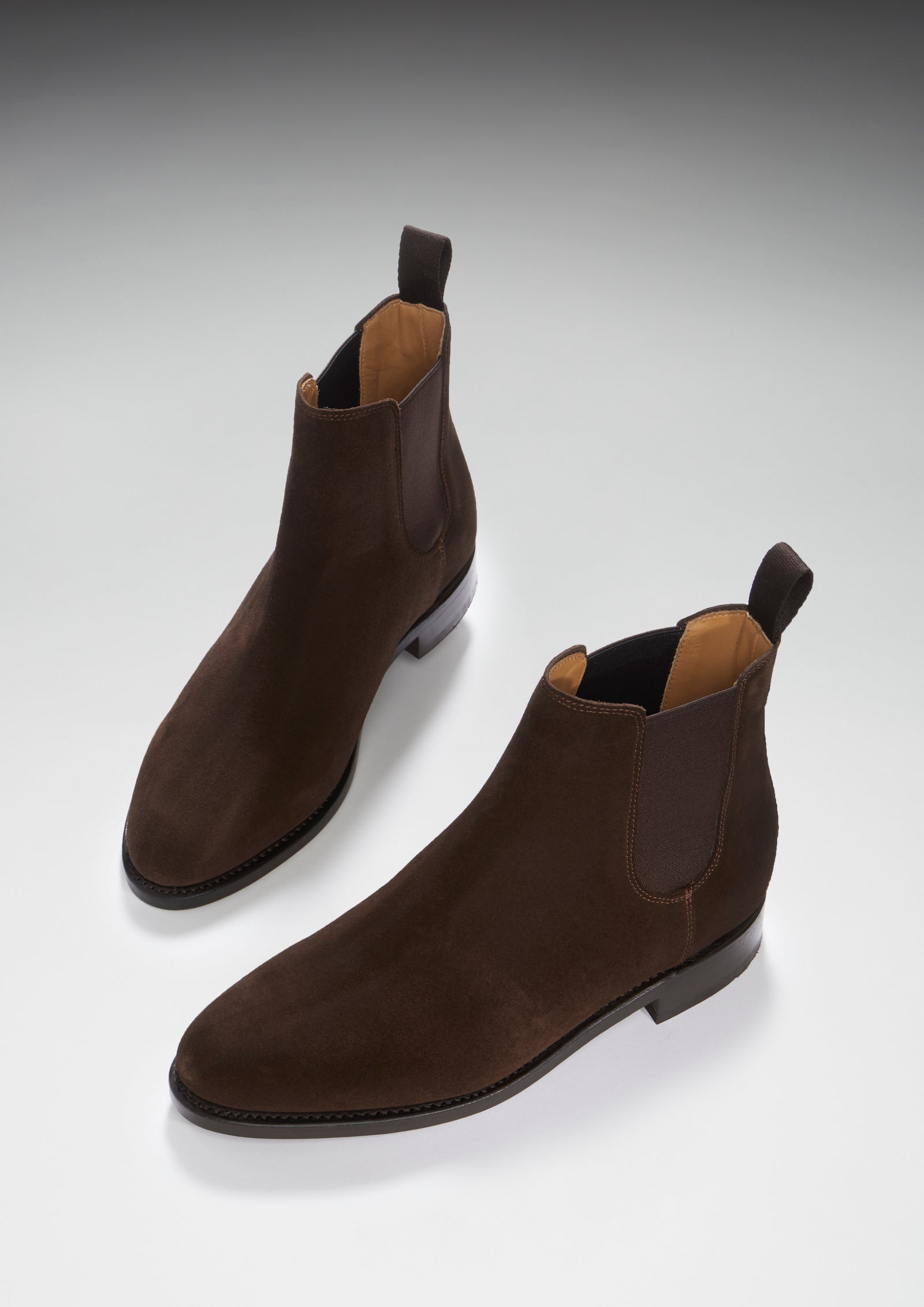 Women's Brown Suede Chelsea Boots, Welted Leather Sole