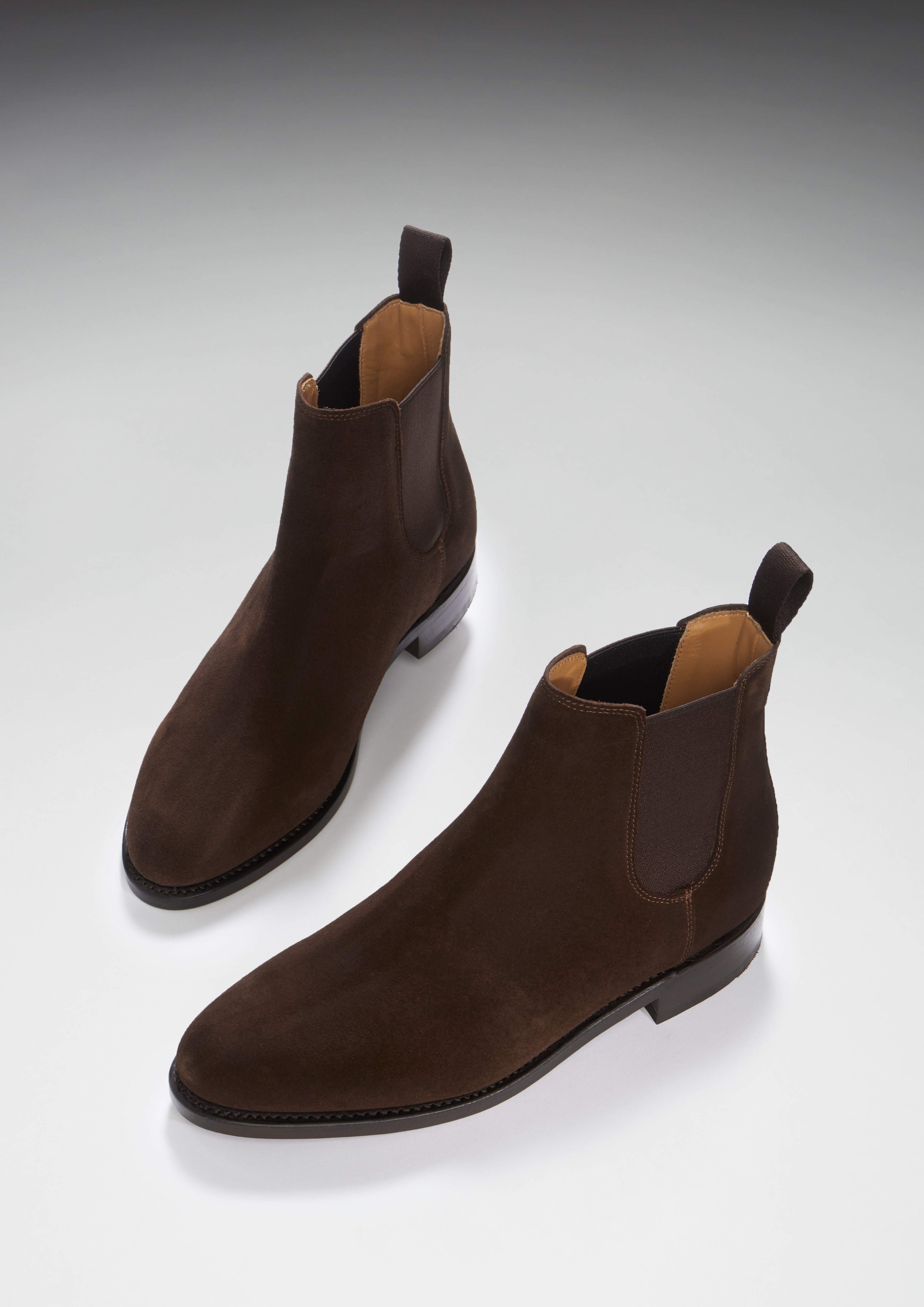 Women s Brown Suede Chelsea Boots Welted Leather Sole
