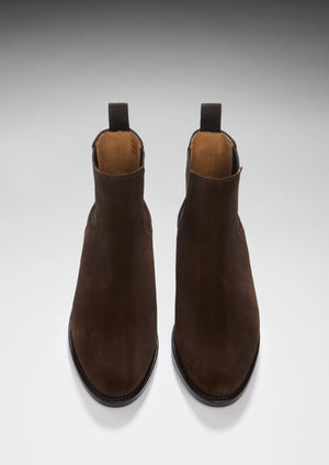 Bottines Chelsea Femme En Cuir Suédé Marron, Semelle Cousue En Cuir