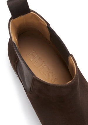 Bottines Chelsea Femme En Cuir Suédé Marron, Semelle Cousue En Cuir