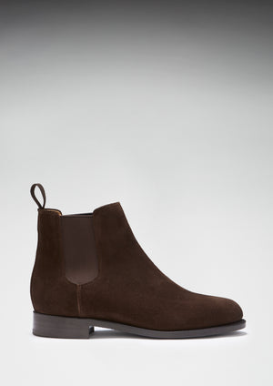 Bottines Chelsea Femme En Cuir Suédé Marron, Semelle Cousue En Cuir