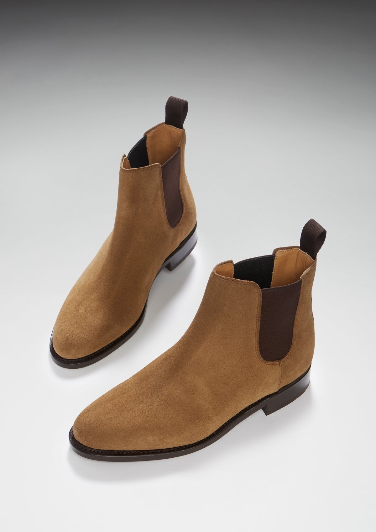 Women's Tobacco Suede Chelsea Boots, Welted Leather Sole