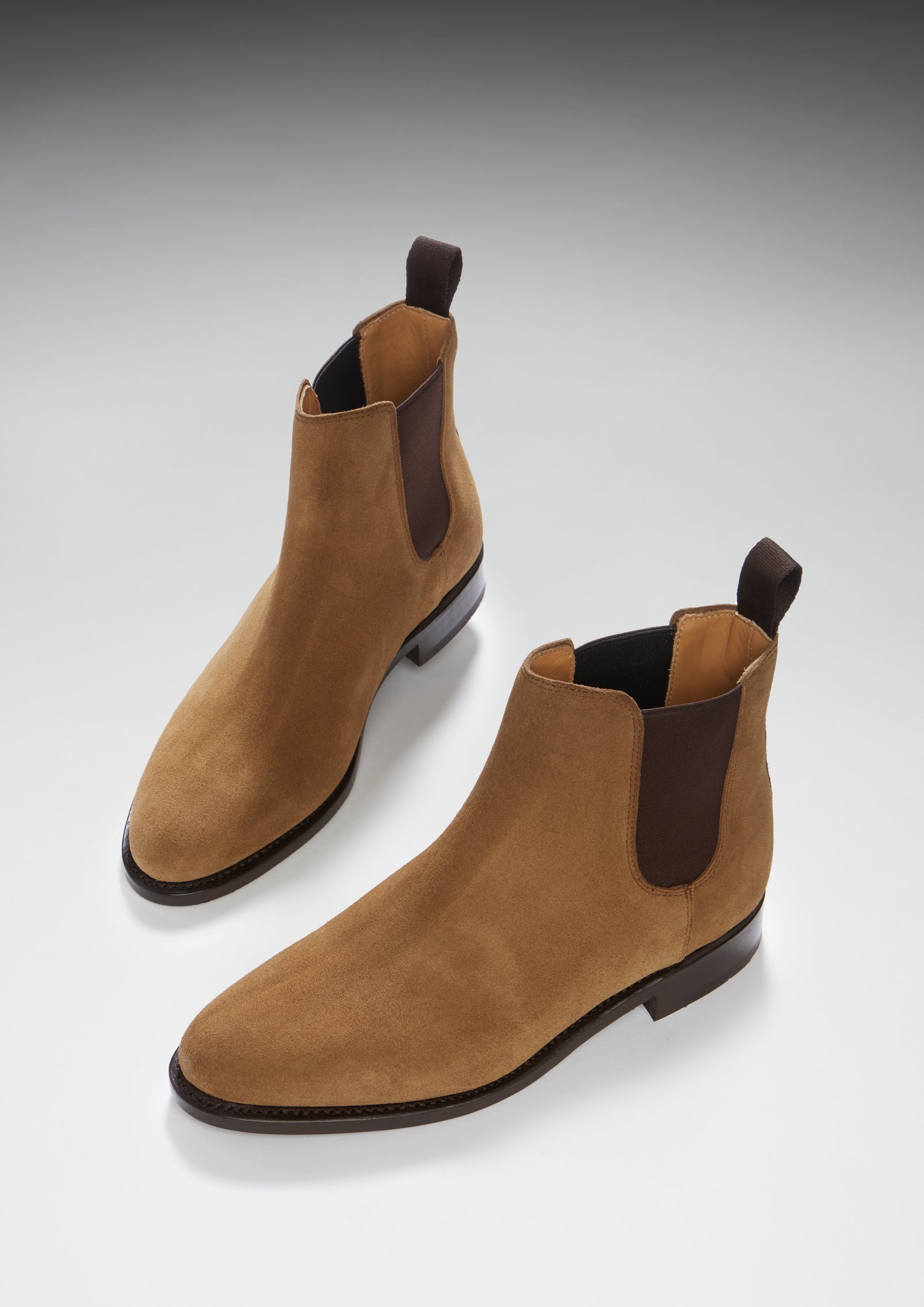 Women's Tobacco Suede Chelsea Boots, Welted Leather Sole