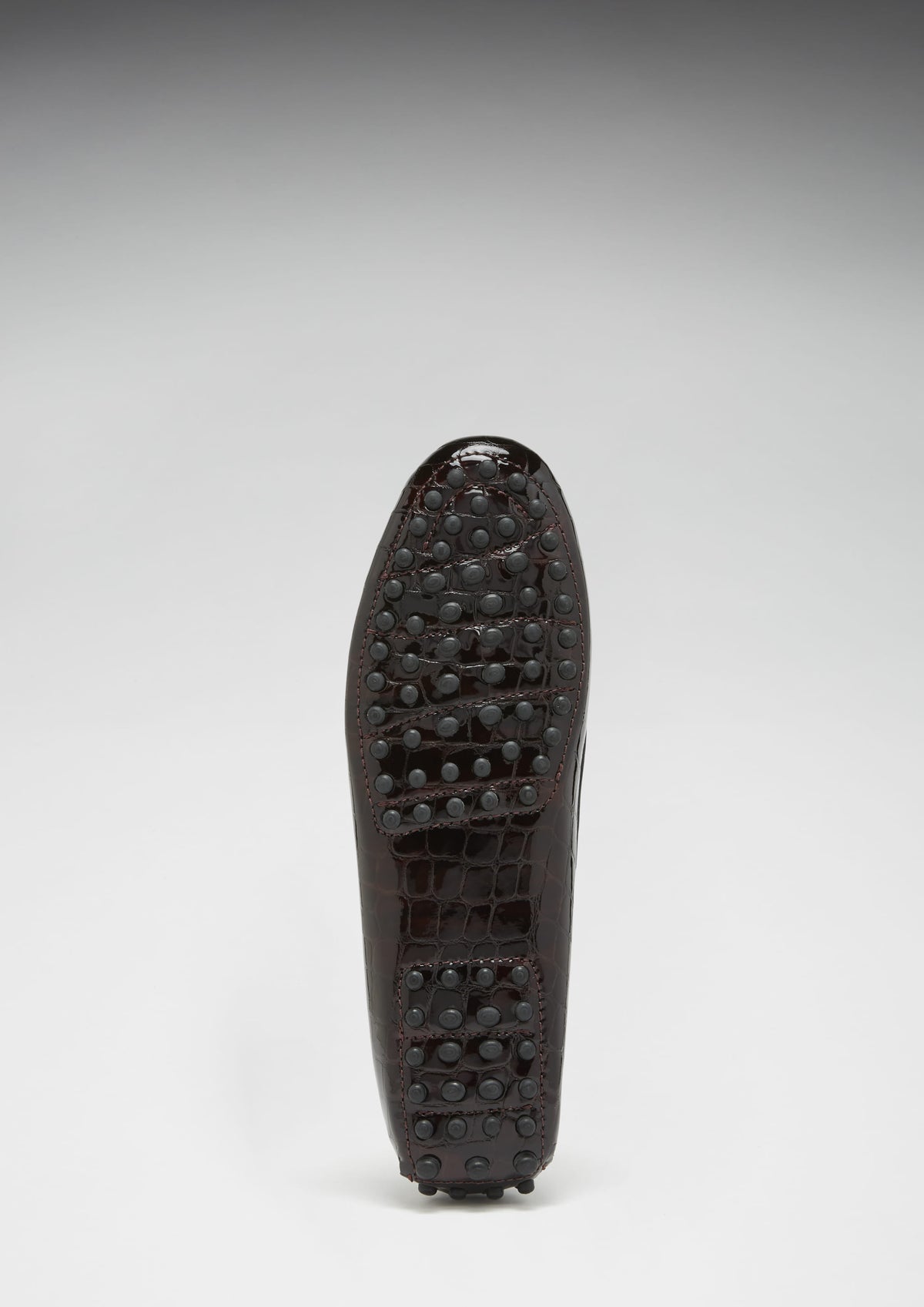 Penny Driving Loafer für Damen, braunes Lackleder mit Krokoprägung