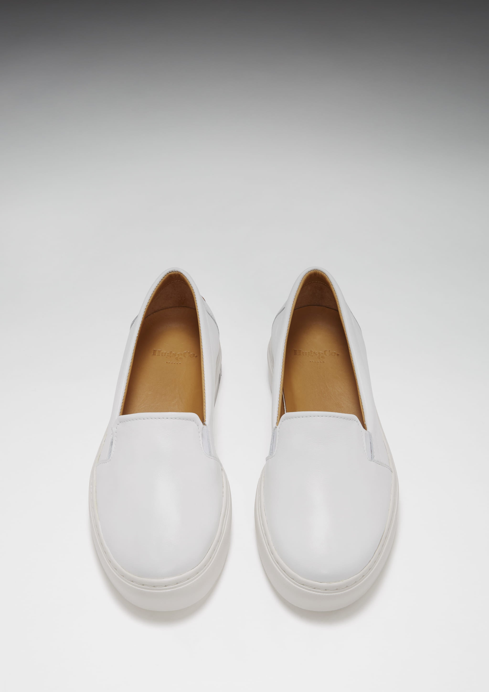 White leather top slip on pumps