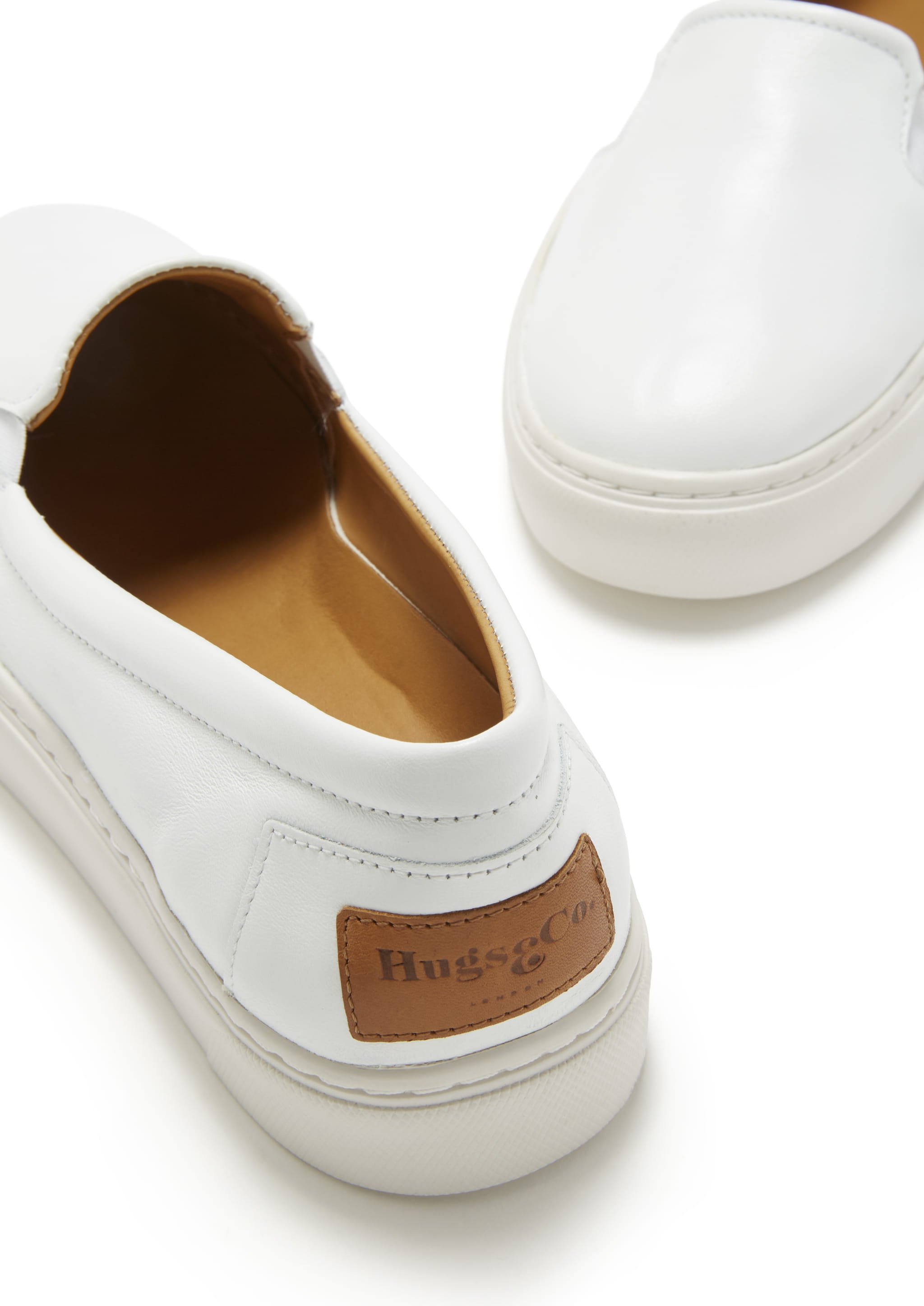 Women s Slip On Sneakers white leather Hugs Co